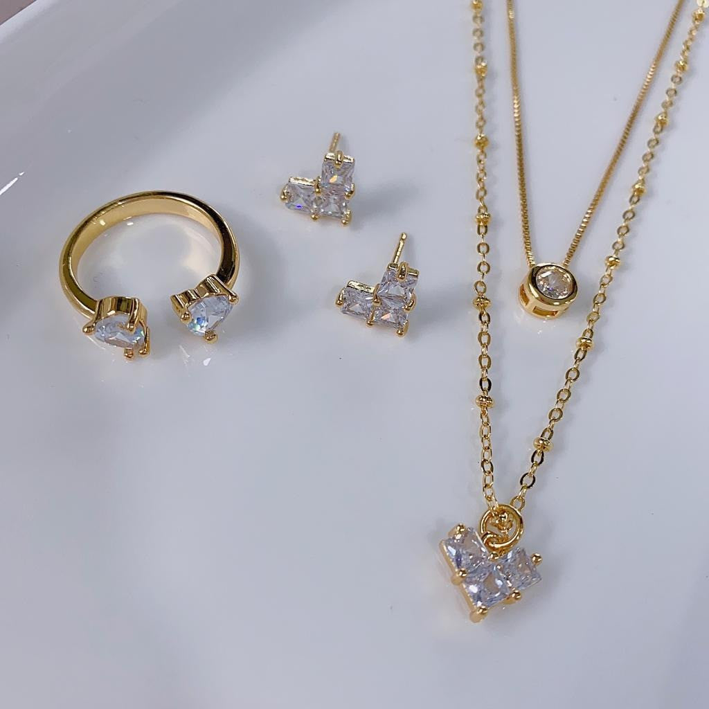 Combo cadena doble + anillo + aretes Gray helmet for bikers