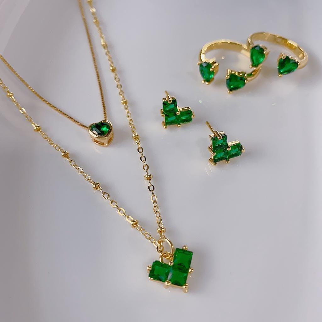 Combo cadena doble + anillo + aretes Combo cadena doble + anillo + aretes