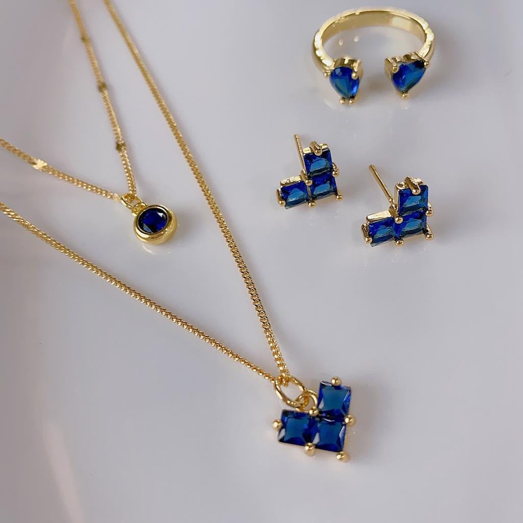 Combo cadena doble + anillo + aretes Combo cadena doble + anillo + aretes