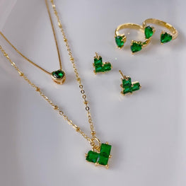 Combo cadena doble + anillo + aretes