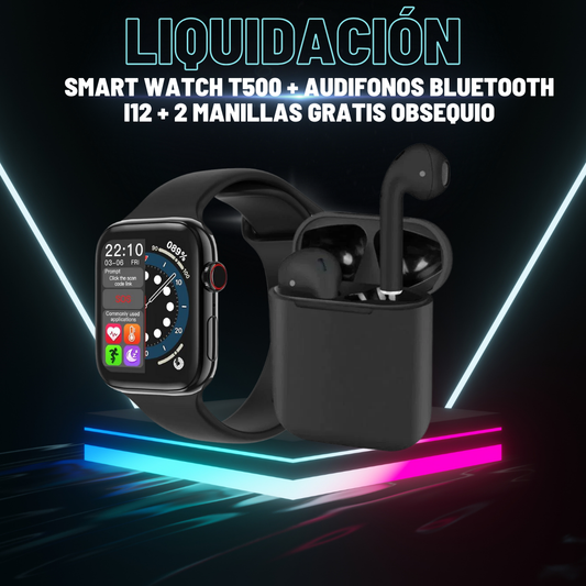 COMBO RELOJ INTELIGENTE T500+AUDIFONOS I12