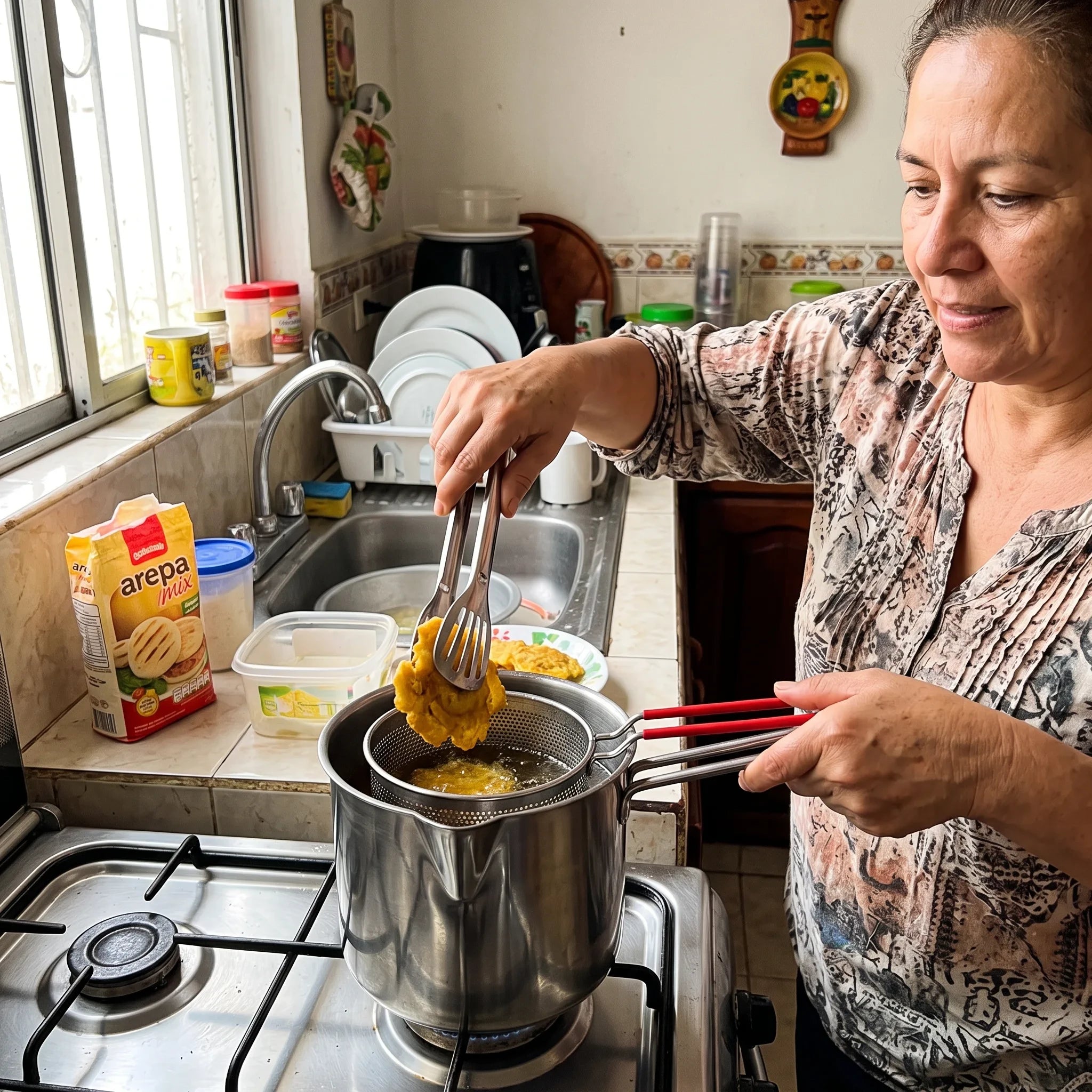 Incluye cesta escurridora y pinzas para mayor comodidad.